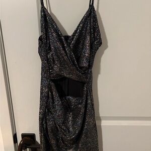 Zara Glittering Black Dress with perk a boo in front